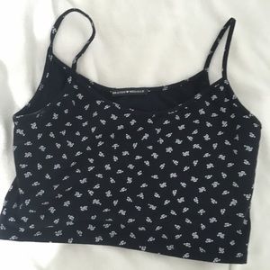 Navy Floral Skylar Tank Brandy Melville